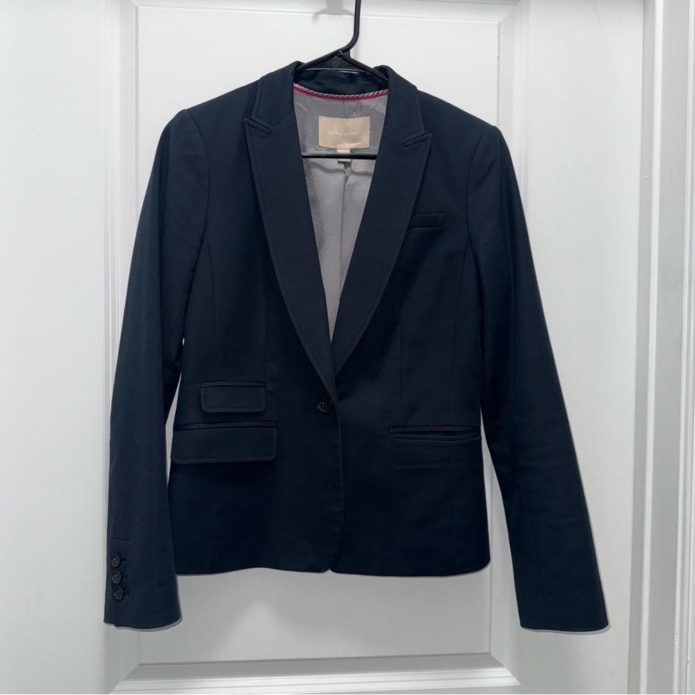 Banana Republic Navy Blue with Black Details Blazer